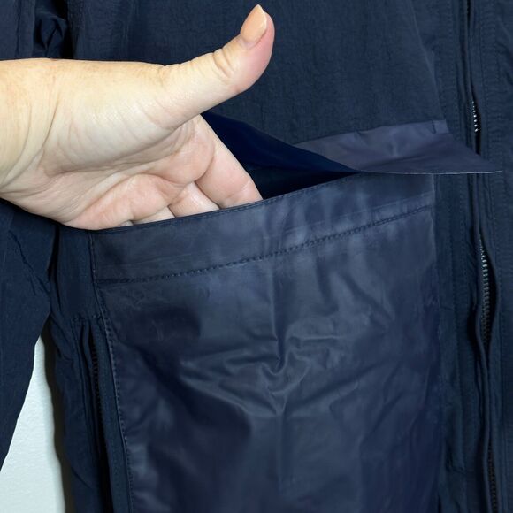 Cole Haan Nylon Rubberized Pocket Windbreaker Jacket Navy Women's Size Small NWT - Picture 7 of 13